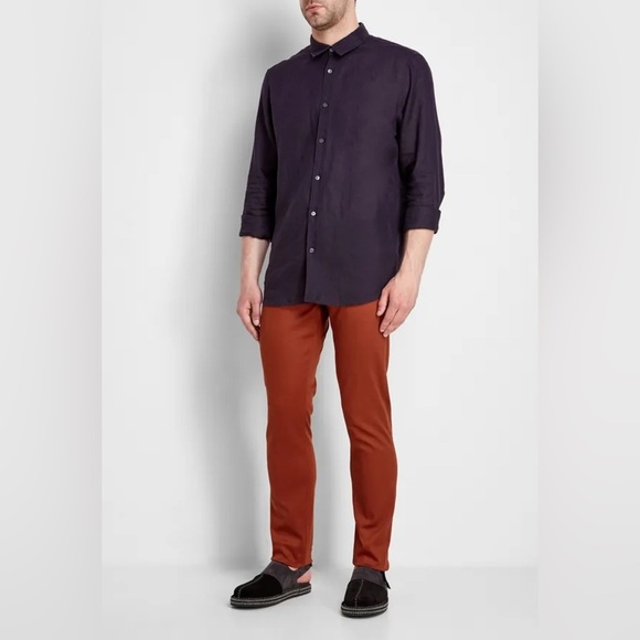 Theory Tech Raffi Compact Straight Slim Fit Ponte Pants in Burnt Orange
